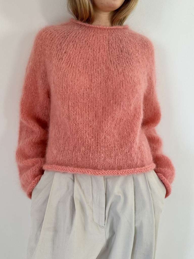le knit Plain Yoke Sweater