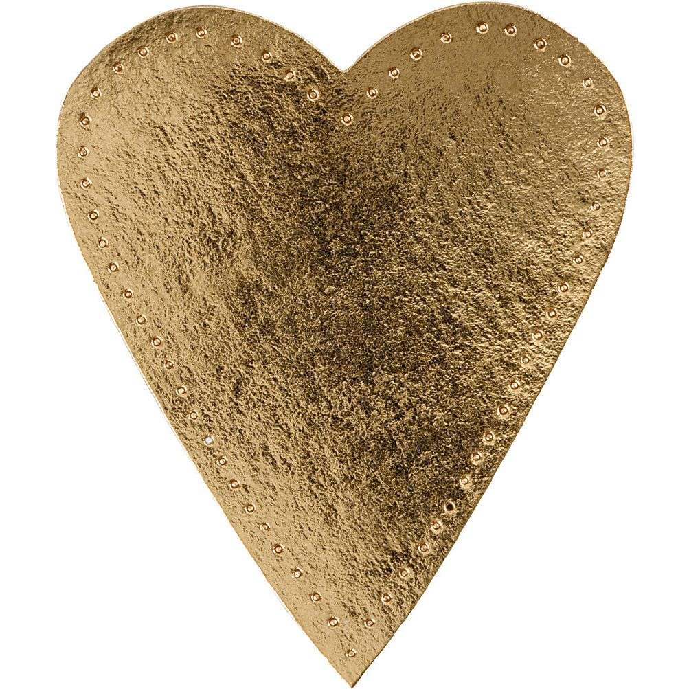 UTGÅTT Lærpapir hjerte gull - Gull 12x10 cm