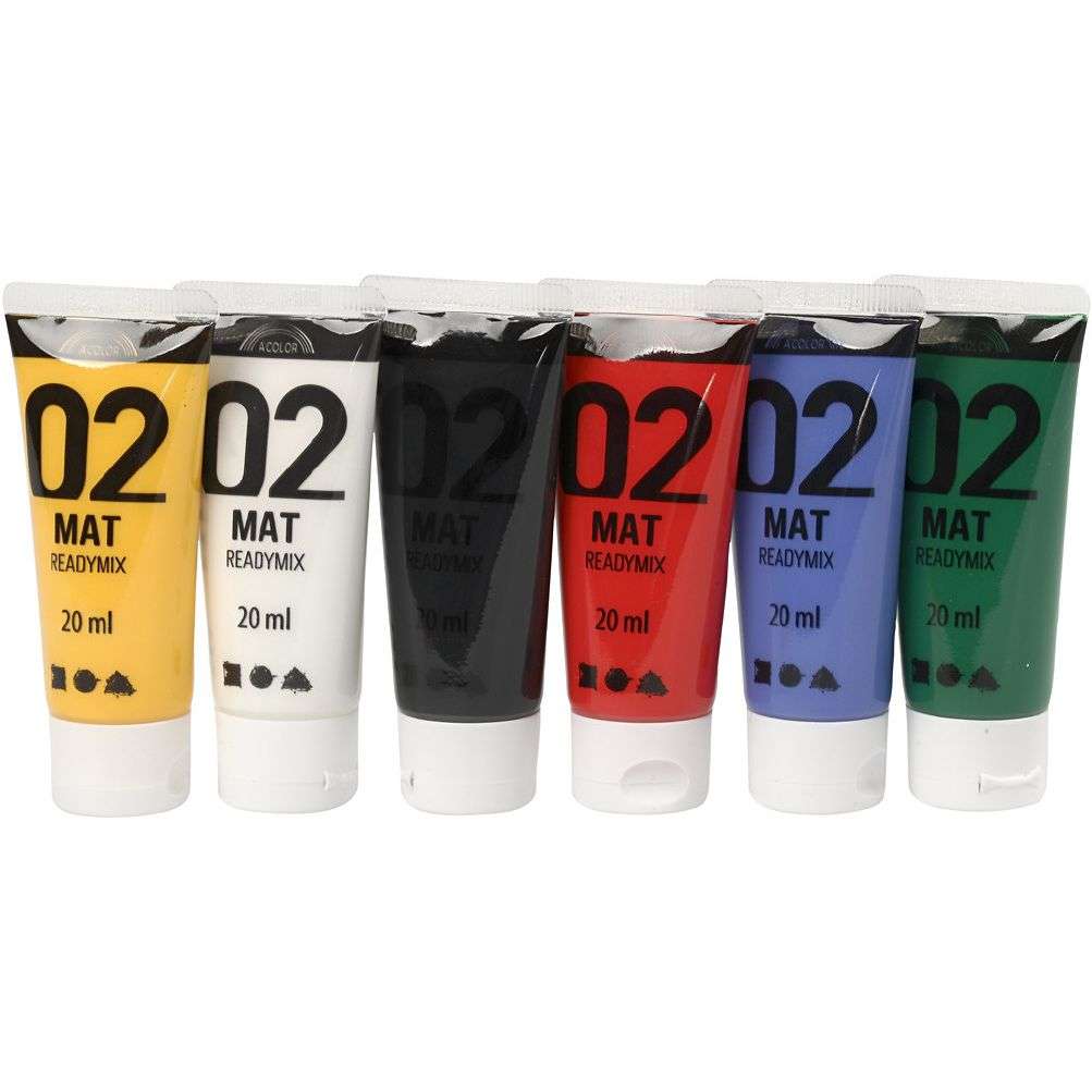 A-Color akrylmaling 6x20 ml standard - 6 farger 6x
