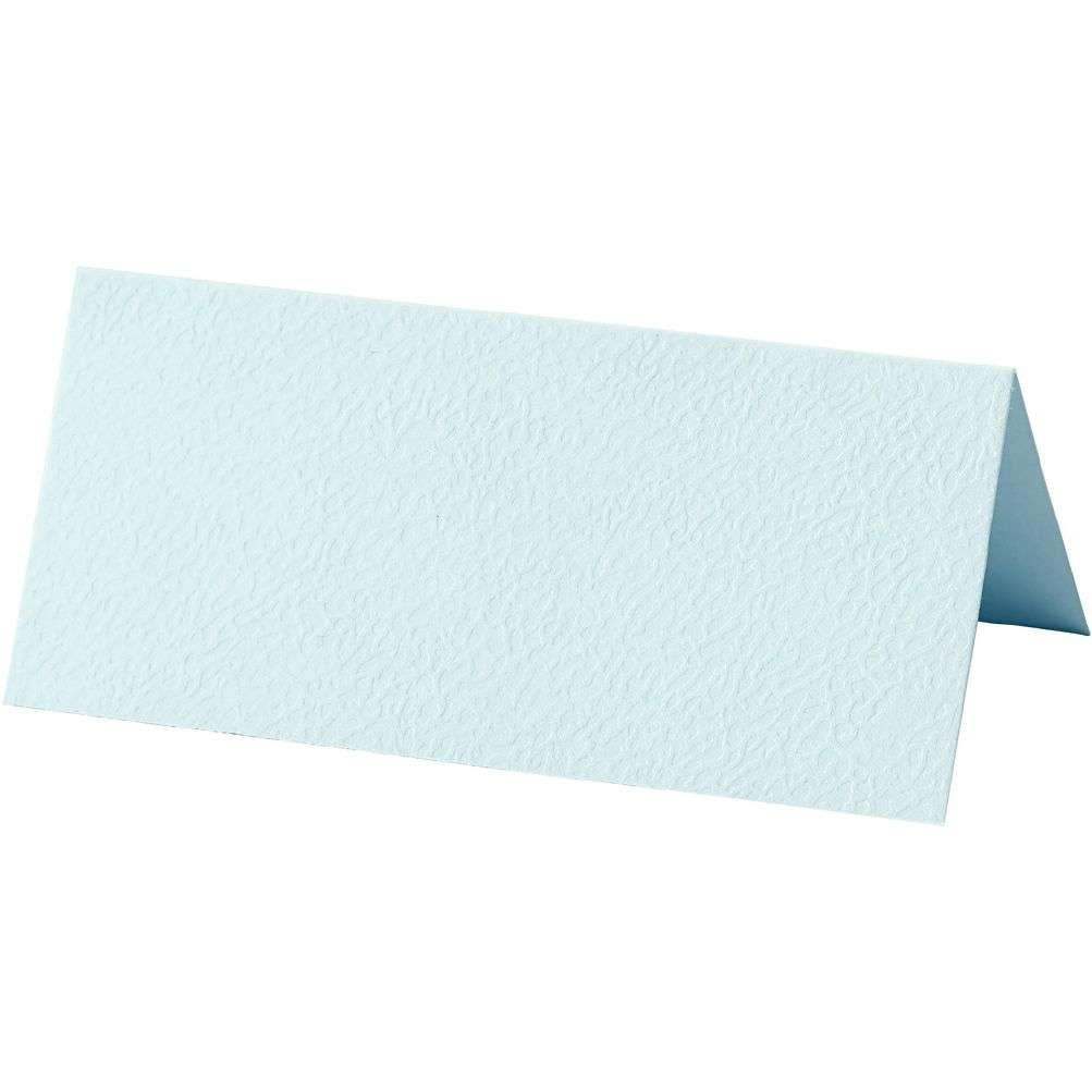 Bordkort 10 stk - Lys blå 9x4 cm