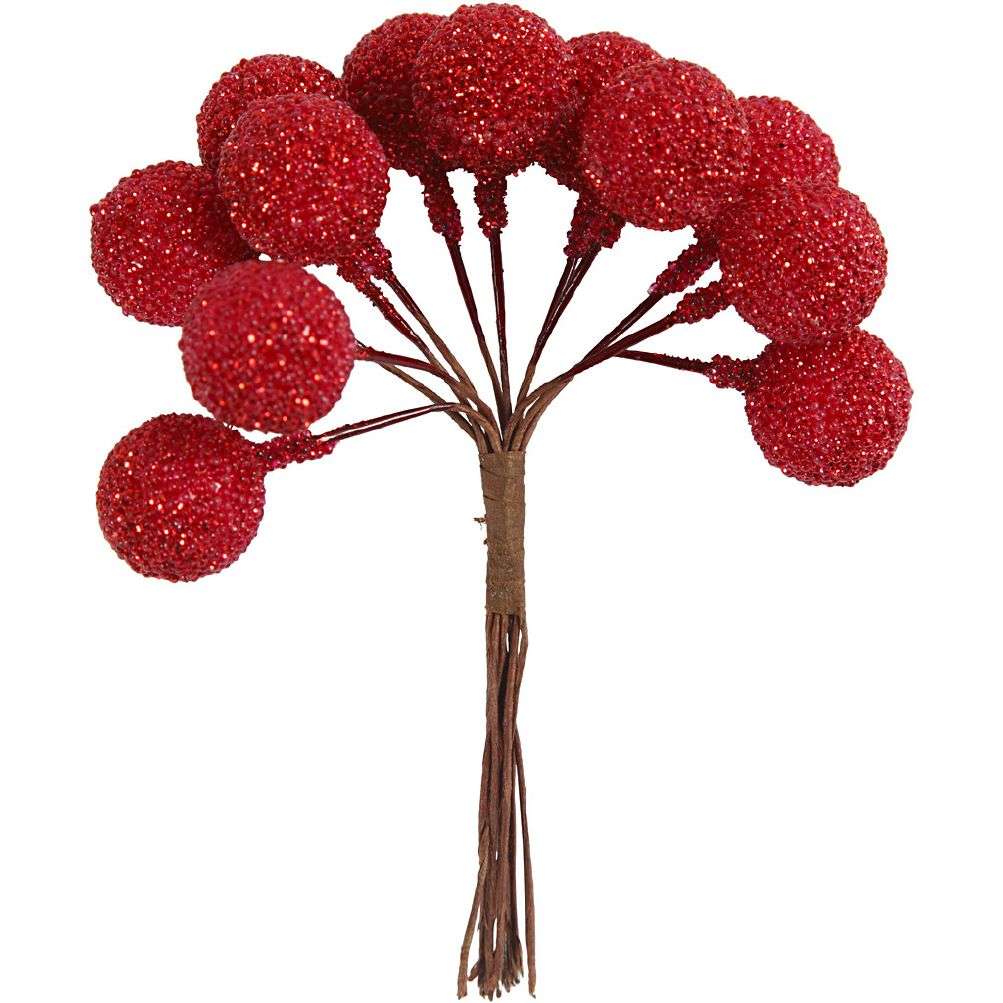 Bær rød - Glitter Rød 15 mm