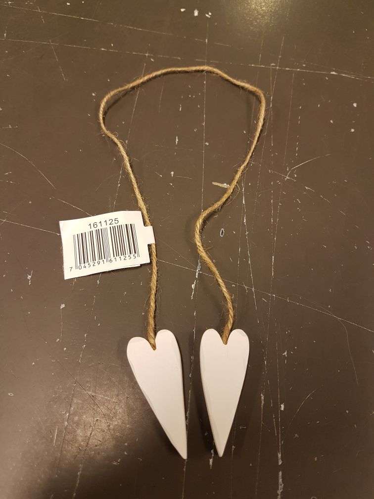Hjerter med snor - Hvit 4,5 cm