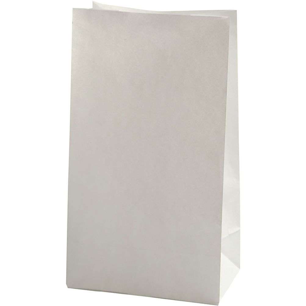 Papirpose 100 stk - Hvite 15x27 Cm